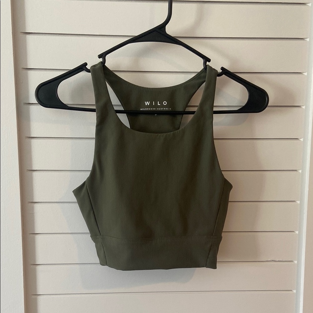 Wilo The Label Green Ribbed Sports Bra Size S